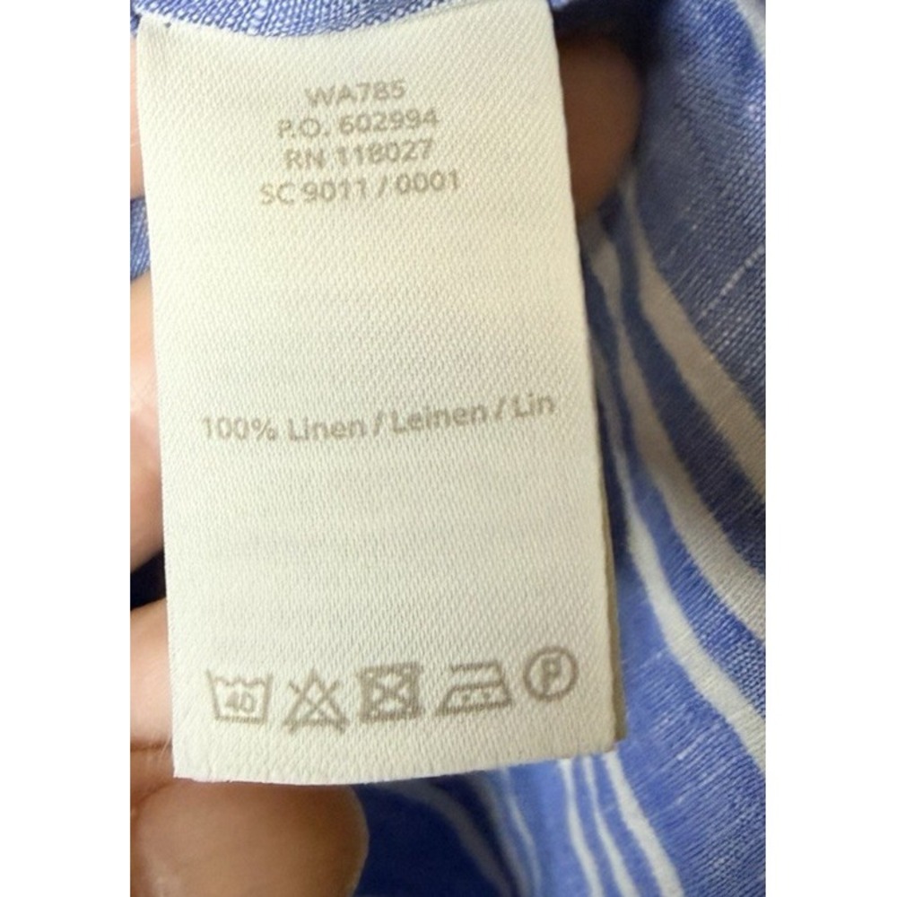 EUC Boden 10L Blue and White Striped Button-Down Linen Button Down - Picture 3 of 5